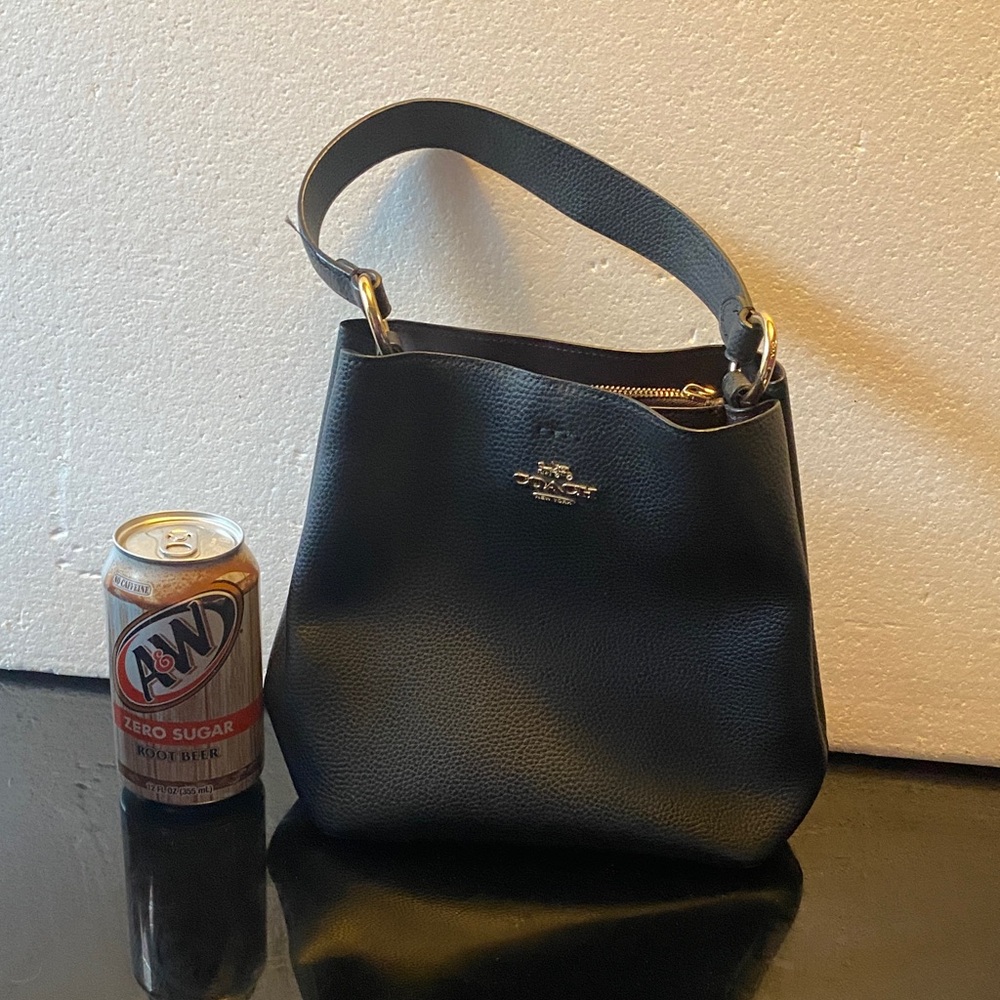 Coach Pebbled Black Leather Hobo Bag - Picture 5 of 5